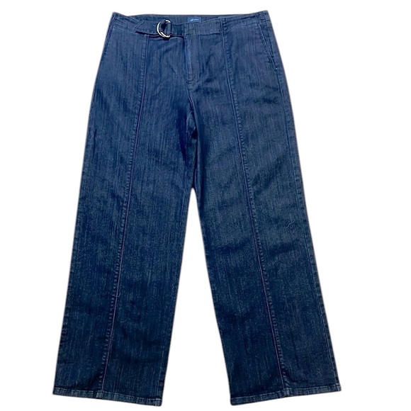 J Jill Metropolitan Full Leg High Waist Jeans Size 12  Dark Blue Wash Stretch - Picture 1 of 16